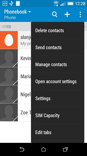 Press Manage contacts.
