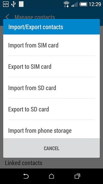 Press Import from SIM card.