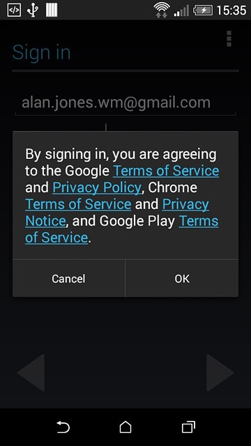 Press OK.Follow the instructions on the display to select settings for your Google account.