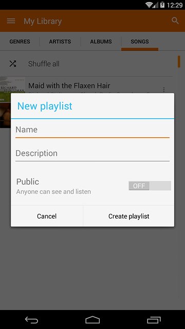 Press Name and key in the required name for the playlist.