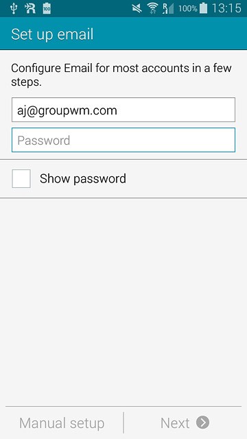 Press Password and key in the password for your email account.