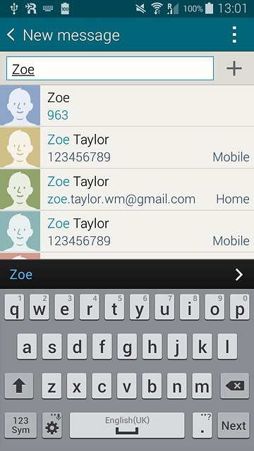 Key in the first letters of the required contact.Matching contacts are displayed.Press the required contact.