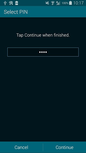 Key in the required phone lock code and press Continue.