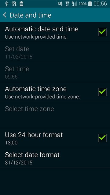 Press Automatic time zone until the function is turned on.