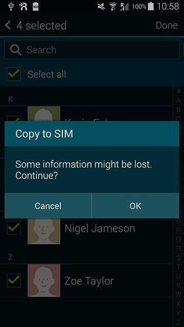 Press OK to confirm.