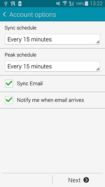 Press Notify me when email arrives to turn the function on or off.