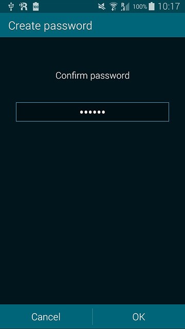 Key in the password again and press OK.