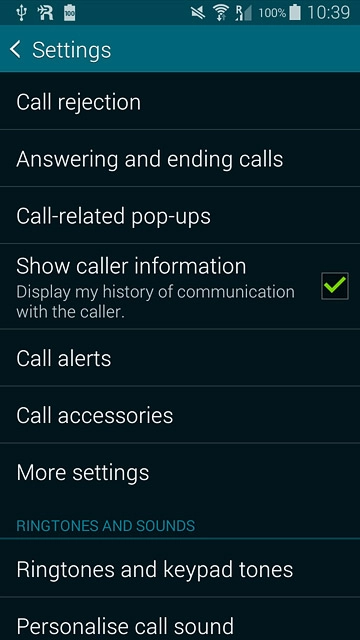 Press More settings.After a moment the current settings are displayed.