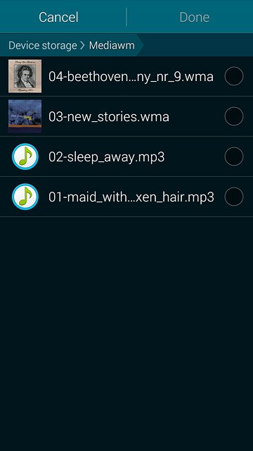 Press the required audio file.