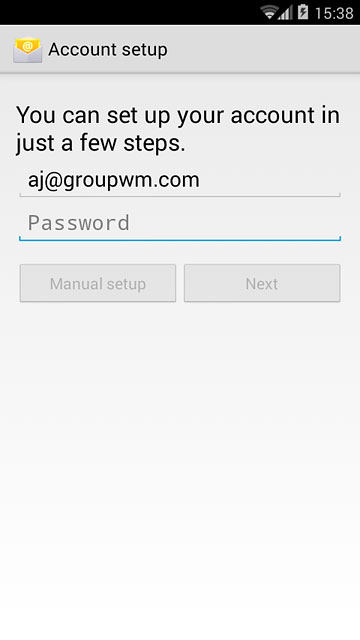 Press Password and key in the password for your email account.