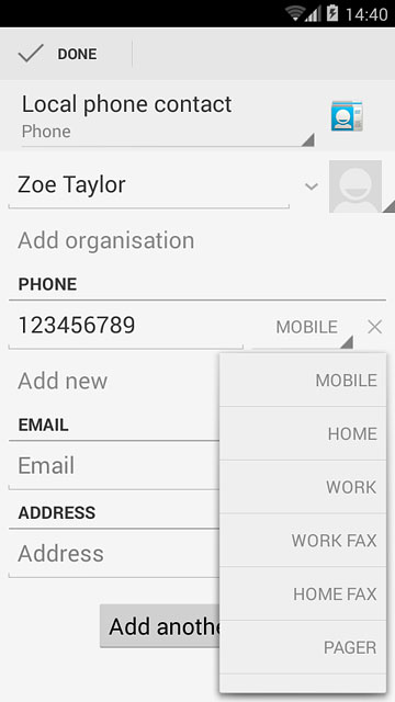 Press the required number type.