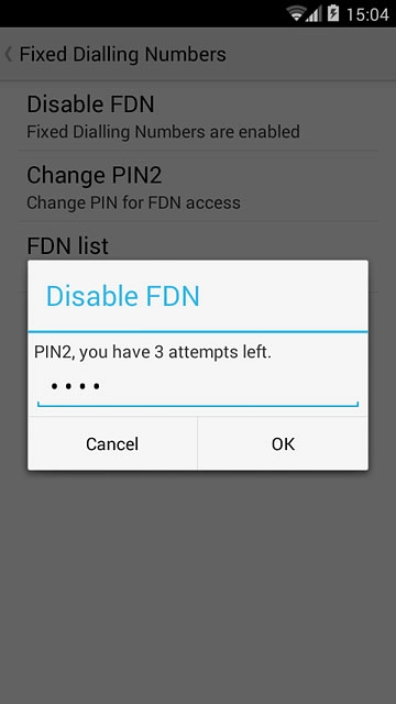 Key in your PIN2 and press OK.