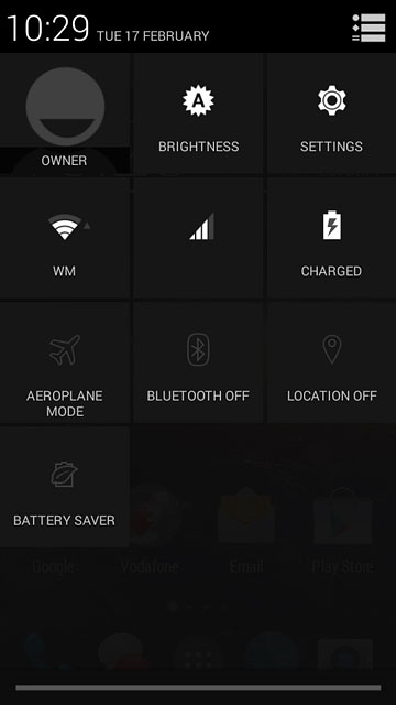 Slide two fingers down the display starting from the top edge of your phone.Press SETTINGS.