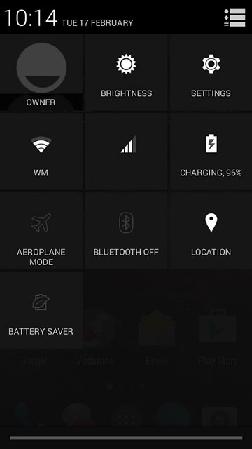 Slide two fingers down the display starting from the top edge of your phone.Press SETTINGS.