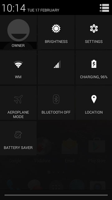 Slide two fingers down the display starting from the top edge of your phone.Press SETTINGS.