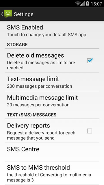 Press SMS Centre.
