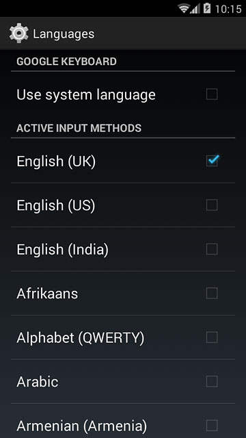 Press the required language until it's selected.