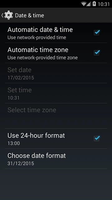 Press Automatic date & time.