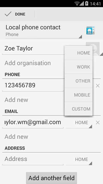 Press the required email type.