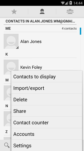 Press Import/export.
