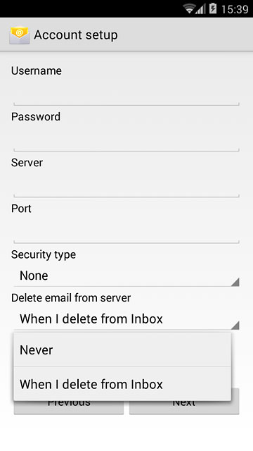 Press Never or When I delete from Inbox.