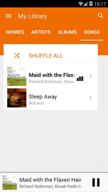 Press the audio file at the bottom the display.