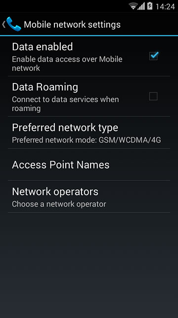 Press Data enabled to turn the function on or off.