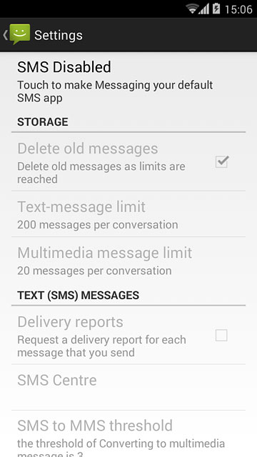 Press SMS Disabled.