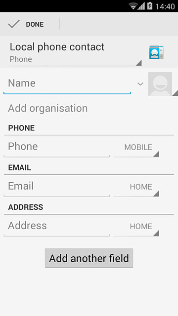 Press Name and key in the required name.