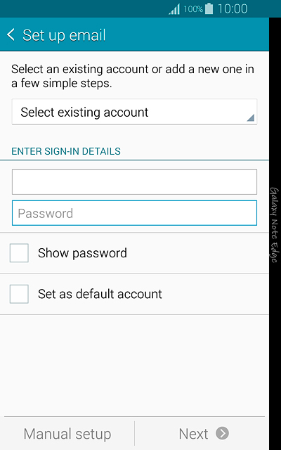 Press Password and key in the password for your email account.