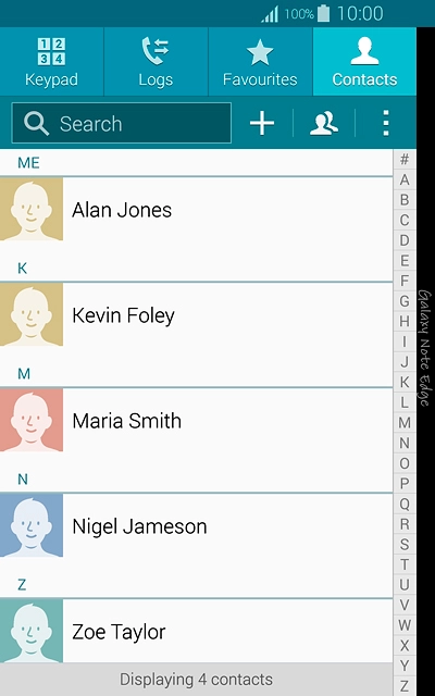 Press the required contact.The contact details are displayed.