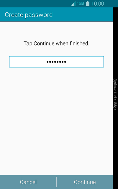 Key in a password and press Continue.