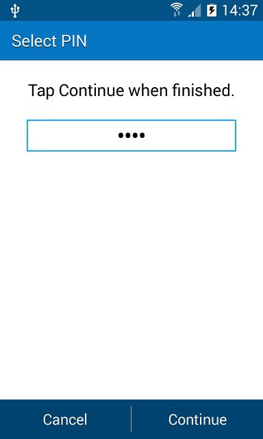 Key in the required phone lock code and press Continue.