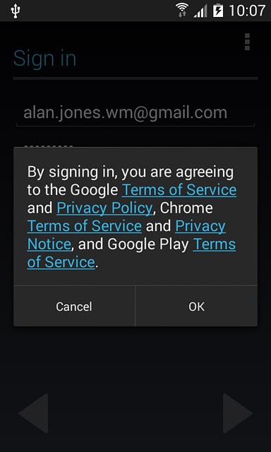Press OK.Follow the instructions on the display to select settings for your Google account.