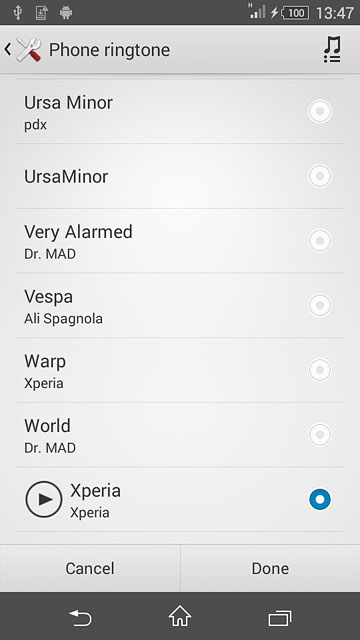 Press the required ring tones to listen to them.