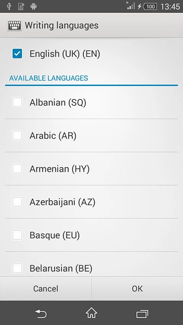 Press the required language until it's selected.