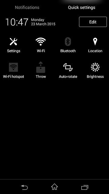 Slide two fingers down the display starting from the top edge of your phone.Press Settings.