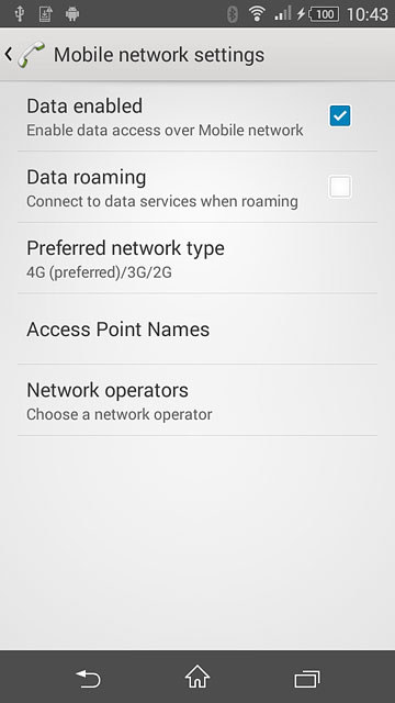 Press Data enabled to turn the function on or off.