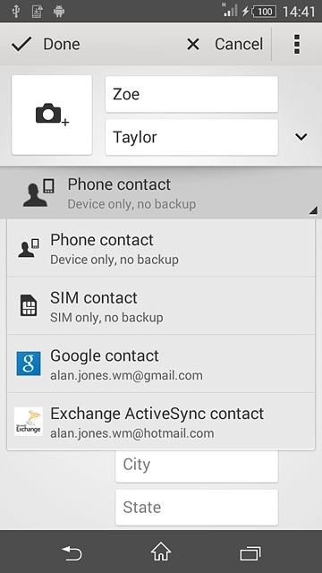 Press Phone contact.
