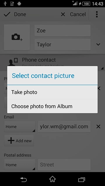 To assign an existing picture:Press Choose photo from Album.