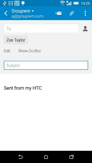 Press Subject and key in a subject for the email message.