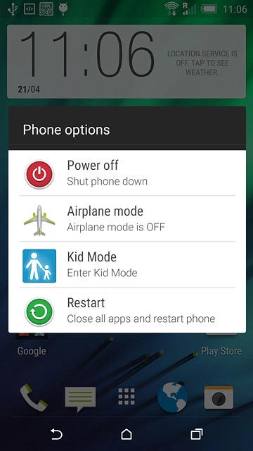 Press Airplane mode to turn the function on or off.