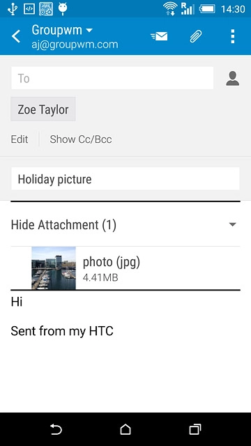 Press the send icon when you've finished your email message.