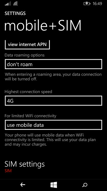 Press SIM settings.