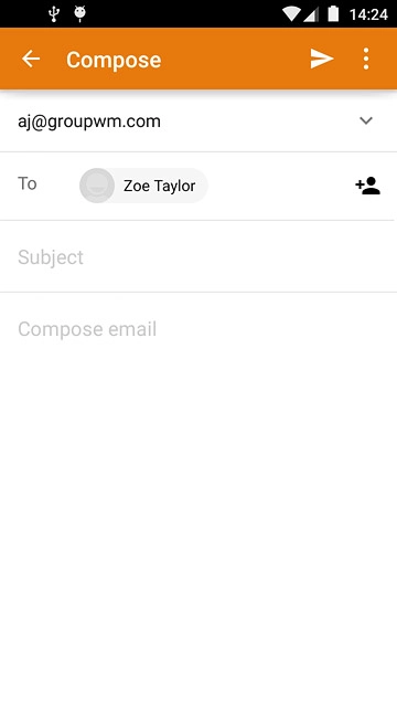 Press Subject and key in a subject for the email message.