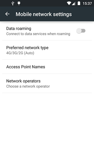 Press Data roaming to turn the function on or off.