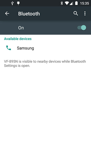 Make sure the other device is turned on and is ready to connect via Bluetooth.Your phone now searches for devices and after a moment, a list of Bluetooth devices within range is displayed.Press the required Bluetooth device.Follow the instructions on the display to pair the Bluetooth device with your phone.The new device is displayed on the list of paired devices.