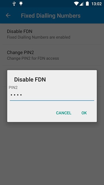 Key in your PIN2 and press OK.