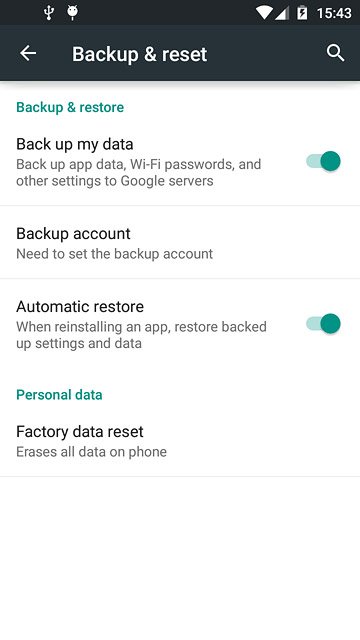 Press Factory data reset.