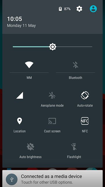 Slide two fingers down the display starting from the top edge of your phone.Press the settings icon.